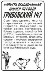 капуста грибовская номер первый