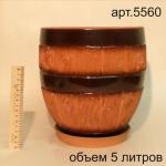 Кашпо бочка глазурованный
